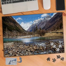 173 İki Dağ Arasında Göl Manzarası 240 Parça Puzzle Yapboz Tablo