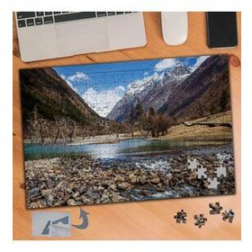173 İki Dağ Arasında Göl Manzarası 240 Parça Puzzle Yapboz Tablo