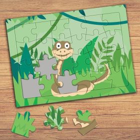 173956 Ormandaki Sevimli Yılan Çocuklara Özel Puzzle Yapboz Tablo