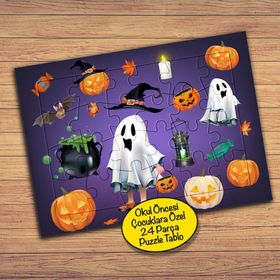 17458 Cadılar Bayramı Konsepti Çocuklara Özel Puzzle Yapboz Tablo