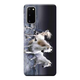 175 Samsung Galaxy S20 SM-G980F Beyaz Atlar Baskılı Silikon Kılıf