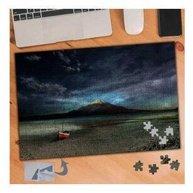 175 Terk Edilmiş Kayık ve Karlı Dağ 240 Parça Puzzle Yapboz Tablo