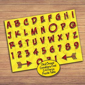 176PZ Renkli Türk Alfabesi Çocuklara Özel Puzzle Yapboz Tablo