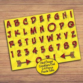 176PZ Renkli Türk Alfabesi Çocuklara Özel Puzzle Yapboz Tablo