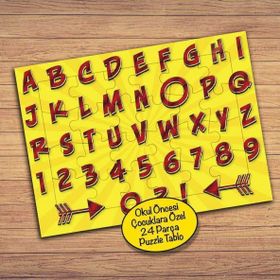 176PZ Renkli Türk Alfabesi Çocuklara Özel Puzzle Yapboz Tablo