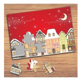 17812 Ay Yıldızlı Şehir Evleri Çocuklara Özel Puzzle Yapboz Tablo