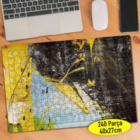 1840 Sarı Siyah Mavi Boya Sıçrama Deseni 240 Parça Puzzle Yapboz