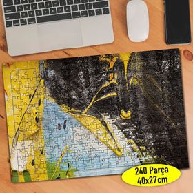 1840 Sarı Siyah Mavi Boya Sıçrama Deseni 240 Parça Puzzle Yapboz