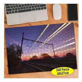 18470 Gün Batımı Tren Rayları Demiryolu 240 Parça Puzzle Yapboz