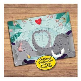 187PZ Sevimli Çift Fil Çocuklara Özel Puzzle Yapboz Tablo