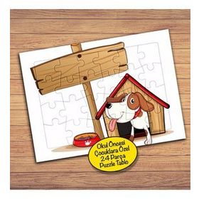 18863 Kulübesinde Mutlu Köpek Çocuklara Özel Puzzle Yapboz Tablo