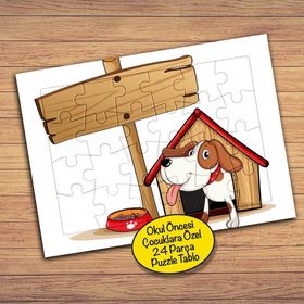 18863 Kulübesinde Mutlu Köpek Çocuklara Özel Puzzle Yapboz Tablo