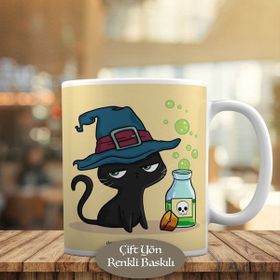 1888 Şapkalı Siyah Kedicik Meow Kupa Bardak