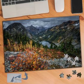 190 Sararmış Otlar Ve Dağ Manzarası 240 Parça Puzzle Yapboz Tablo