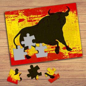 19241 Koşan Boğa Silüeti Çocuklara Özel Puzzle Yapboz Tablo