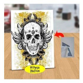 193 Skull Kanat Figürlü Kuru Kafa 99 Parça Puzzle Yapboz Tablo