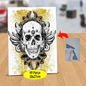193 Skull Kanat Figürlü Kuru Kafa 99 Parça Puzzle Yapboz Tablo