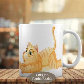 19322 Sarı Tüylü Sevimli Kedicik Meow Kupa Bardak