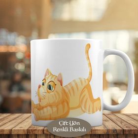 19322 Sarı Tüylü Sevimli Kedicik Meow Kupa Bardak