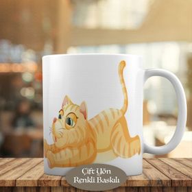 19322 Sarı Tüylü Sevimli Kedicik Meow Kupa Bardak