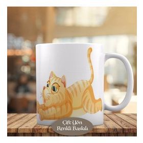 19322 Sarı Tüylü Sevimli Kedicik Meow Kupa Bardak