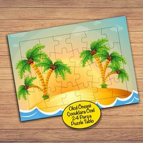19396 Palmiyeler Issız Ada Çocuklara Özel Puzzle Yapboz Tablo