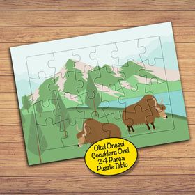 193PZ Otlanan Sevimli Boğalar Çocuklara Özel Puzzle Yapboz Tablo