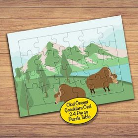 193PZ Otlanan Sevimli Boğalar Çocuklara Özel Puzzle Yapboz Tablo