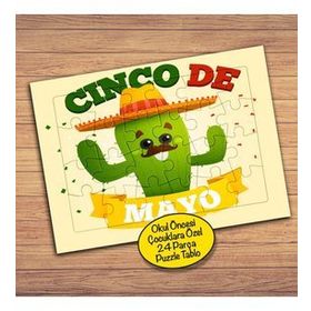 195 Cinco De Mayo Kaktüs 24 Parça Çocuklara Özel Yapboz Tablo