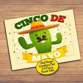 195 Cinco De Mayo Kaktüs 24 Parça Çocuklara Özel Yapboz Tablo