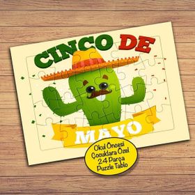 195 Cinco De Mayo Kaktüs 24 Parça Çocuklara Özel Yapboz Tablo