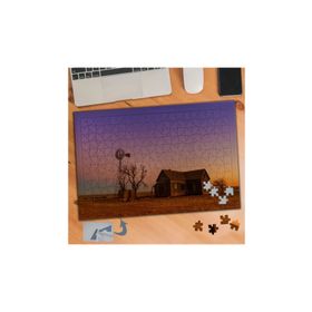 196 Akşam Güneşi Ve Ahşap Ev 240 Parça Puzzle Yapboz Tablo