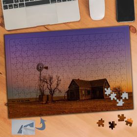 196 Akşam Güneşi Ve Ahşap Ev 240 Parça Puzzle Yapboz Tablo