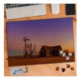 196 Akşam Güneşi Ve Ahşap Ev 240 Parça Puzzle Yapboz Tablo