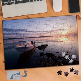 197 Denizde Şirin Tekne Manzara 240 Parça Puzzle Yapboz Tablo