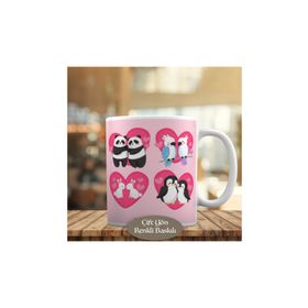 19736 Pembe Kalpler ve Romantik Hayvanlar Kupa Bardak