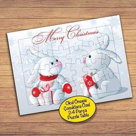 19806 Yılbaşı Tavşanları Çocuklara Özel Puzzle Yapboz Tablo