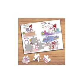 19957 Sevimli Kızın Hayatı Kolyaj Çocuklara Özel Puzzle Yapboz Tablo