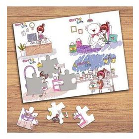 19957 Sevimli Kızın Hayatı Kolyaj Çocuklara Özel Puzzle Yapboz Tablo