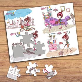 19962 Sevimli Kızın Hayat Kolyajı Çocuklara Özel Puzzle Yapboz Tablo