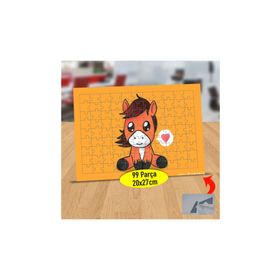 1E2657 Masum Bakışlı Kalpli Tay 99 Parça Puzzle Yapboz Tablo