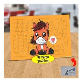 1E2657 Masum Bakışlı Kalpli Tay 99 Parça Puzzle Yapboz Tablo