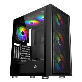 1stplayer AR7 650W 80+ Argb 4x12 cm Fan Temperli Cam Mesh USB 3.0 Siyah Atx Kasa