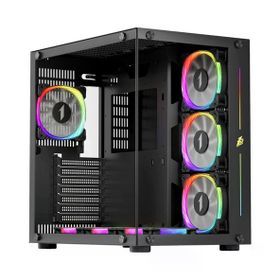 1stplayer SP8 750W 80+ Silver Atx 3.1 ARGB 7x12 cm Fan Temperli Cam USB 3.0 Siyah Atx Kasa