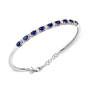2.10 Ct Pırlantalı Markiz Safir Bilezik
