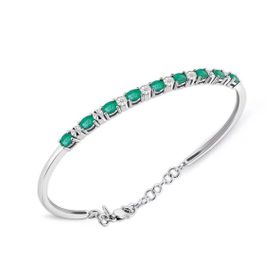 2.10 Ct Pırlantalı Markiz Zümrüt Bilezik