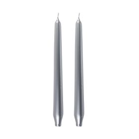 2 Adet 24 cm Gümüş Şamdan Mum
