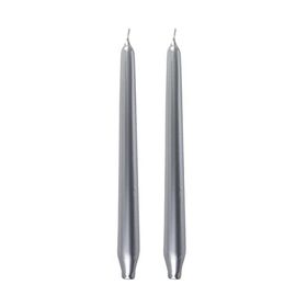 2 Adet 24 cm Gümüş Şamdan Mum