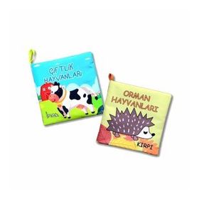 2 Kitap Tox Çiftlik Hayvanları ve Orman Hayvanlar Kumaş Sessiz Kitap T134 T055 - Bez Kitap Eğitici Oyuncak Yumuşak ve Hışırtılı
