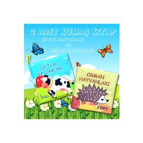 2 Kitap Tox Çiftlik Hayvanları ve Orman Hayvanlar Kumaş Sessiz Kitap T134 T055 - Bez Kitap Eğitici Oyuncak Yumuşak ve Hışırtılı